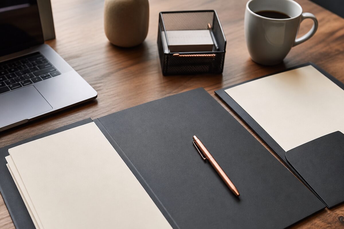Onboarding paperwork on a warm-lit desk
